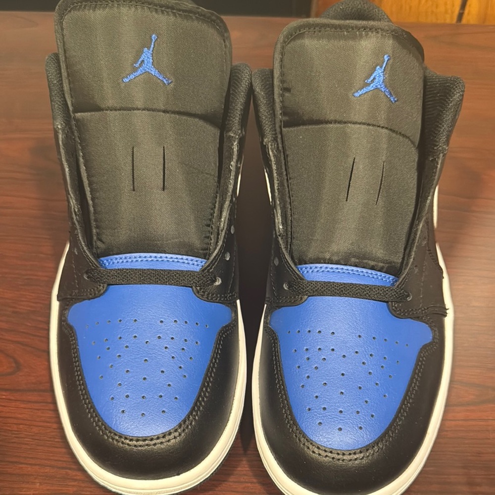 Jordan Sneakers Black and Blue High-Top Design